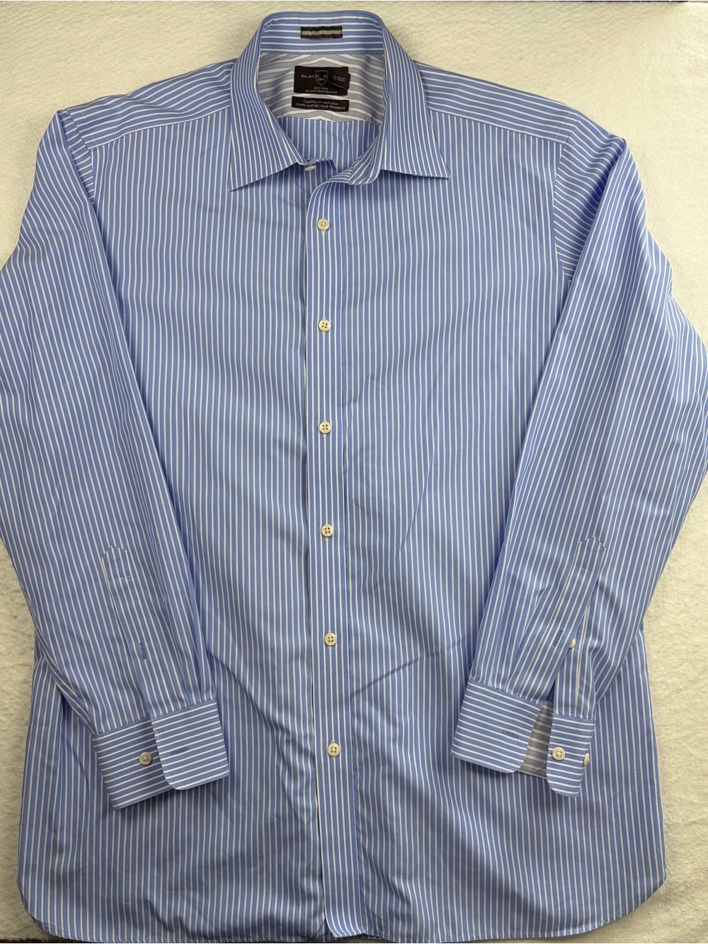 Black Brown 1826 Men's Blue and White Stripe Dress Shirt Size 17 1/2-36